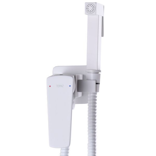 Змішувач гігієнічний TOPAZ LEXI TL 21106-H57-W моноблок вбудований, стоп-лійка латунь Білий глянець 000027403 фото