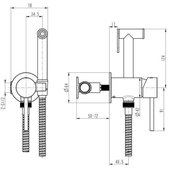 Змішувач гігієнічний TOPAZ LOFT TLF 32106-H39-BL 000030870 фото