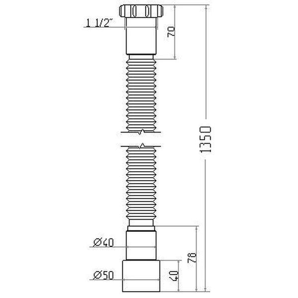 Гнучка труба Waterstal АС-10132 1 1/2&Prime; х 40/50 з гайкою 1350мм 000013275 фото